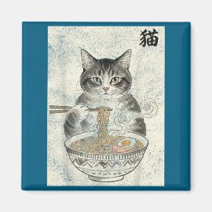 Imã Camisa Divertida Gato Ramen Japonês Kawaii Anime