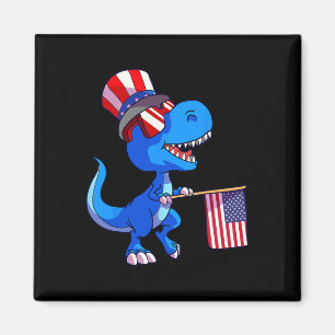 Imã Camisa do Dia 4 de Julho Bandeira dos EUA Dino Cri