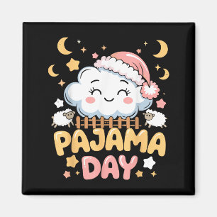 Imã Camisa do Dia do Pijama do Professor, Nuvem Engraç