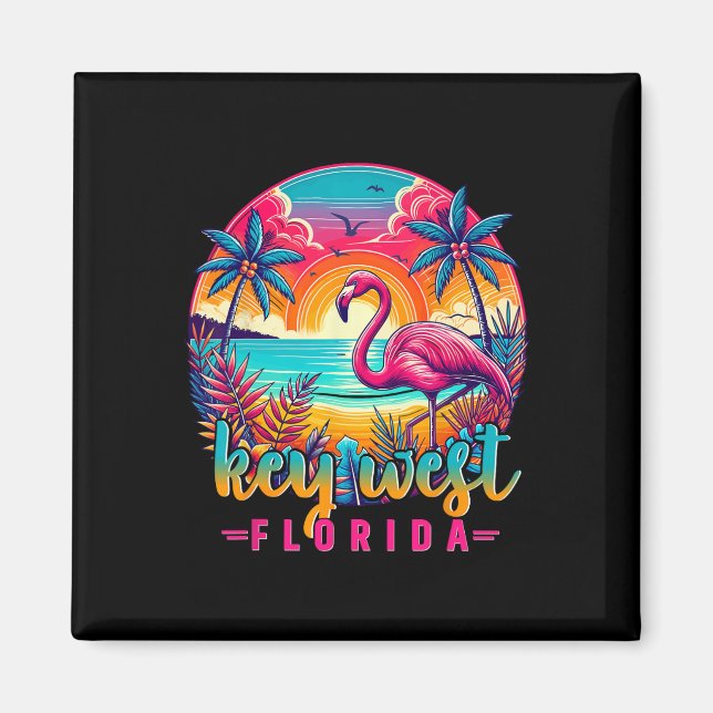 Imã Camisa do Flamingo da Praia Tropical de Key West F (Frente)