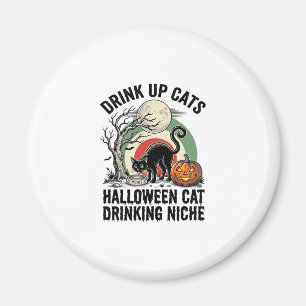 Imã Camisa do Gato de Halloween Bebendo Lua Vintage Pa