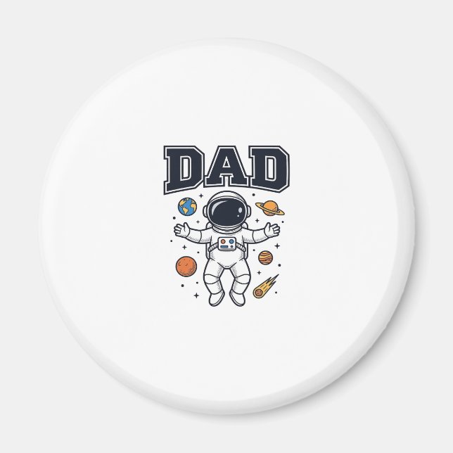 Imã Camisa do Papai Astronauta Espaço Vetor Design_1 (Frente)