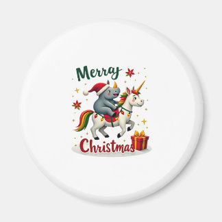 Imã Camisa do Rinoceronte de Natal Feliz Natal Unicórn