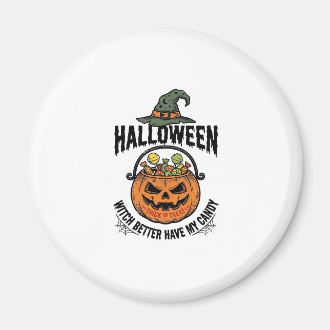 Imã Camisa engraçada de bruxa de Halloween com design  (Frente)