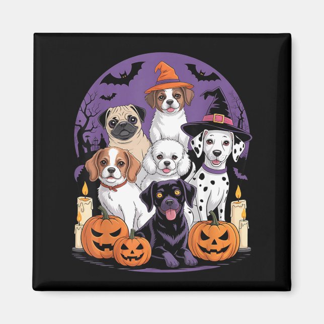 Imã Camisa engraçada de cachorro fantasma de Halloween (Frente)