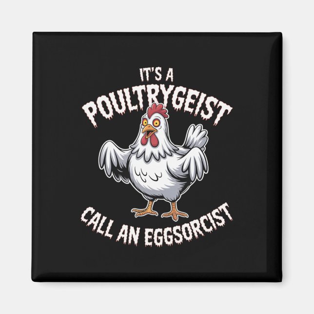 Imã Camisa engraçada de frango de Halloween Poultrygei (Frente)