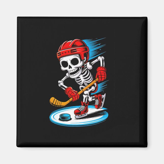 Imã Camisa engraçada de hóquei de esqueleto de Hallowe (Frente)