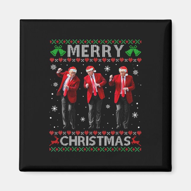 Imã Camisa engraçada de Natal do Trump dançando Natal  (Frente)