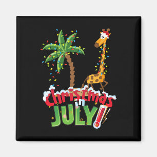 Imã Camisa engraçada de Natal em julho Santa Girafa Pa