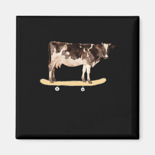 Imã Camisa engraçada de skate de vaca fazendo skate