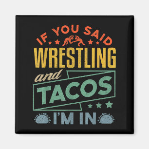 Imã Camisa engraçada de wrestling e tacos Lutar Retro