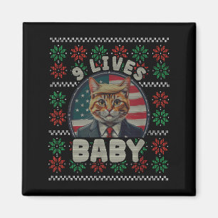 Imã Camisa engraçada feia de Natal Trump Gato Nove Vid