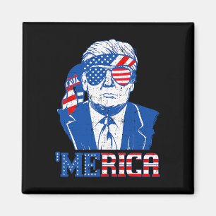Imã Camisa Merica Trump Sungl Nos Bandeira 4 De Julho