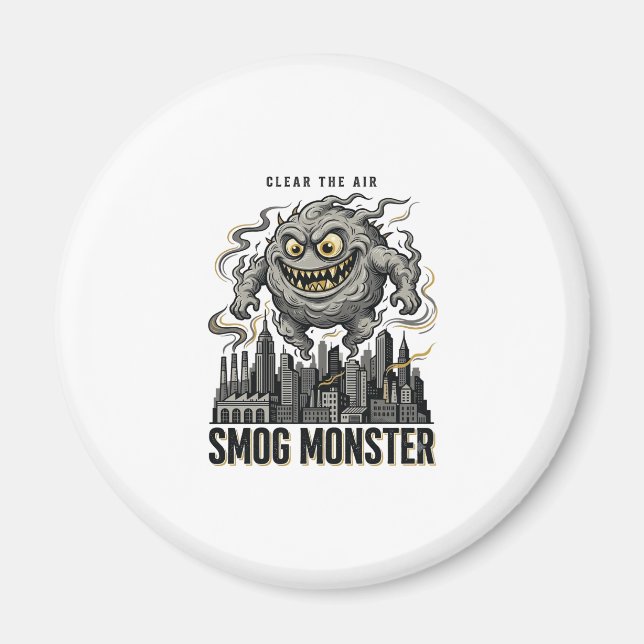 Imã Camisa Monstro Smog Gravura Vintage Aviso Ecológic (Frente)