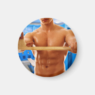 Imã camisa muscular do SlipperyJoe sem camisa 6-pack g