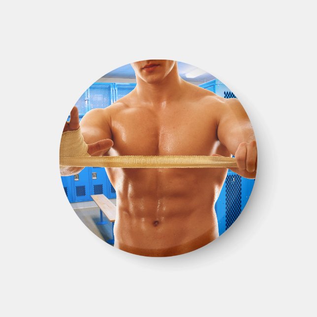 Imã camisa muscular do SlipperyJoe sem camisa 6-pack g (Frente)