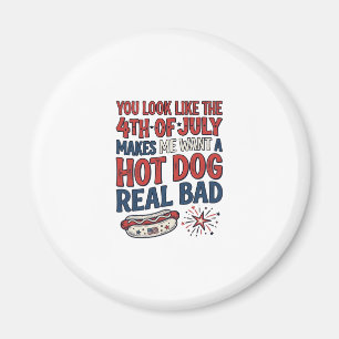 Imã Camisa Patriótica Engraçada de Cachorro Quente de 