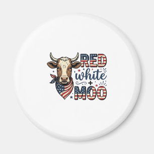 Imã Camisa Patriótica Vaca Vermelha Branca Moo 4 de Ju