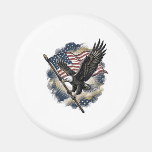 Imã Camisa Patriótica Vintage Eagle Flag Design_1