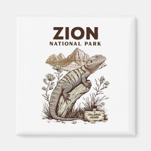 Imã Camisa Retro Zion National Park Lagarto-de-colar H