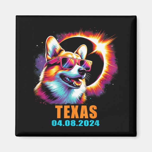 Imã Camisa Texas Eclipse Solar Total Corgi (Frente)