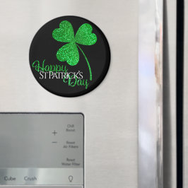 Imã Camisa Verde Glitter Shamrock Feliz Dia de São Pat