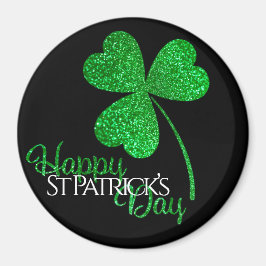 Imã Camisa Verde Glitter Shamrock Feliz Dia de São Pat