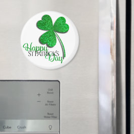 Imã Camisa Verde Glitter Shamrock Feliz Dia de São Pat