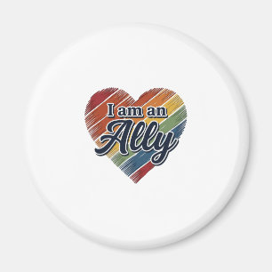 Imã Camisa Vetorial Coração Aliado Arco-íris Design_1