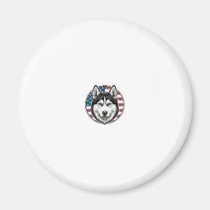 Imã Camisa Vetorial de Cachorro Patriótico Husky Vinta