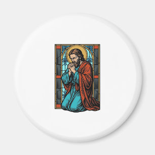 Imã Camisa Vetorial Figura Religiosa Orando Vintage De