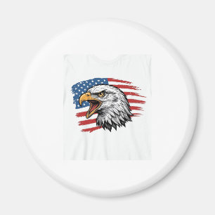 Imã Camisa Vetorial Patriótica Vintage Eagle Flag_1