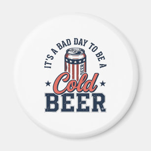 Imã Camisa Vetorial Vintage de Cerveja Fria Patriótica