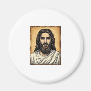 Imã Camisa Vintage com Desenho de Retrato Religioso Gr