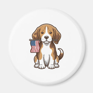 Imã Camisa Vintage de Cachorro Beagle com Bandeira Ame