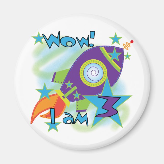 Imã Camisas de aniversário de 3 anos para navios de fo (Frente)