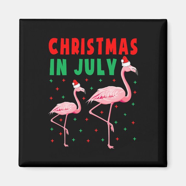 Imã Camisas de Flamingo Natal Em Julho Flamingo Cor-de (Frente)