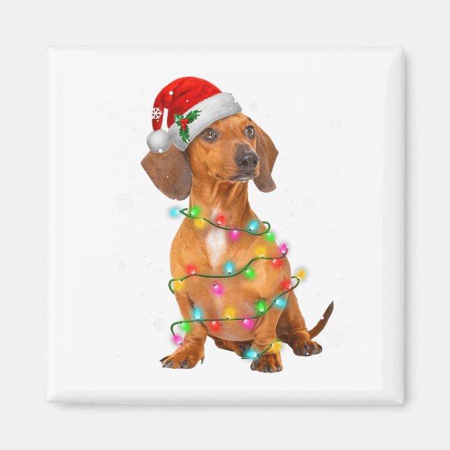Imã Camisas de Natal de árvore de cães Dachshund Prese (Frente)