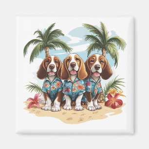 Imã Camisas havaianas de cães Basset Hound