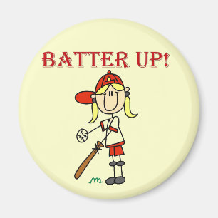 Imã Camisas Vermelhas de Softbol Feminino Batter Up e