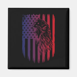 Imã Camiseta Águia Patriótica 4 de Julho Bandeira Amer