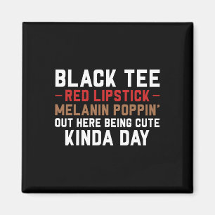 Imã Camiseta Batom Vermelho Melanina Pele Marrom Histó