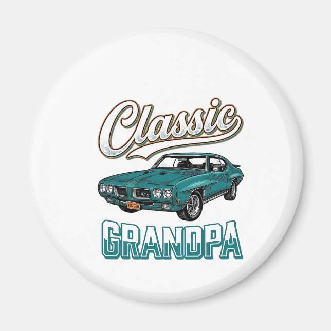 Imã Camiseta Clássica do Vô com Carro Antigo Design_1 (Frente)