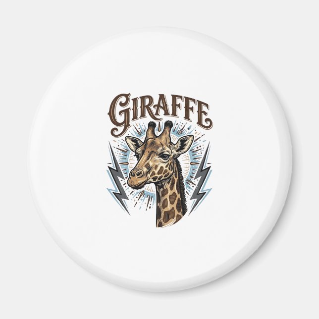 Imã Camiseta com desenho de girafa e relâmpago gravado (Frente)