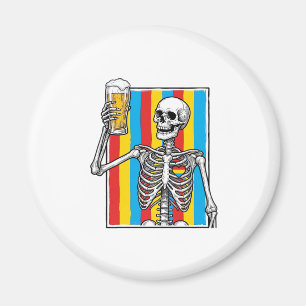 Imã Camiseta com Gravação Vintage de Cerveja Esqueleto