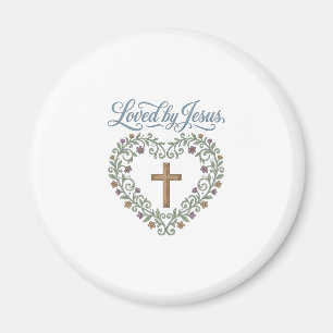 Imã Camiseta Cristã Cruz Floral Amada por Jesus Desi