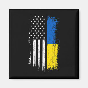 Imã Camiseta da Bandeira Ucraniana Americana - Orgulho