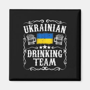 Imã Camiseta da Equipe de Bebedores Ucranianos Bandeir