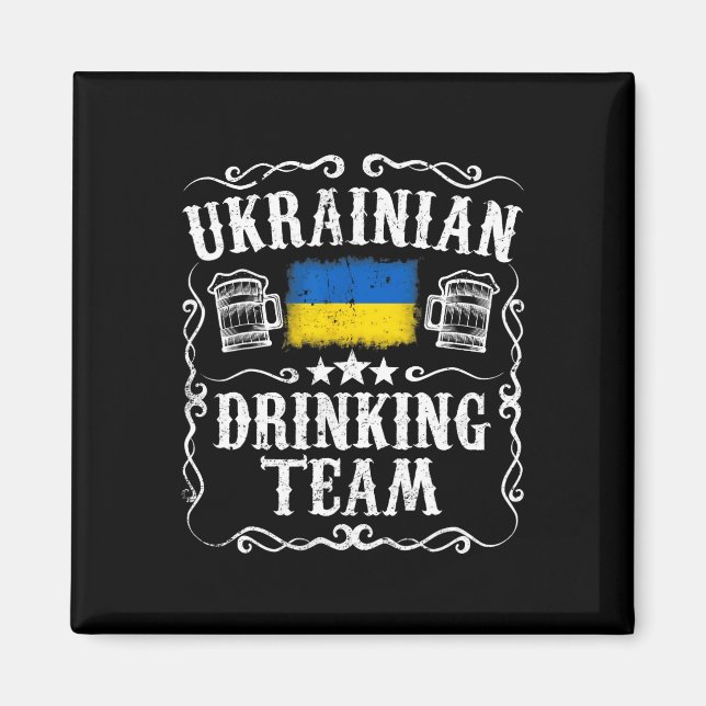 Imã Camiseta da Equipe de Bebedores Ucranianos Bandeir (Frente)