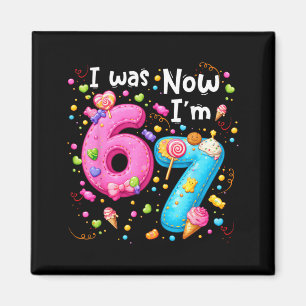 Imã Camiseta de Aniversário de Menina de 7 Anos - tinh